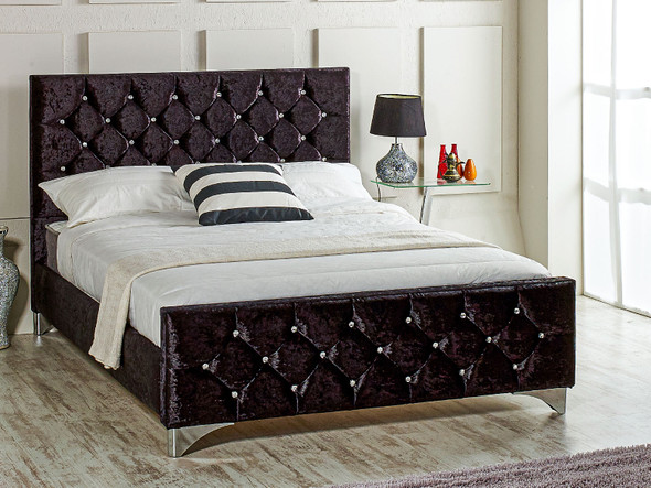 Esupasaver Florence Upholstered Bed Frame, featuring a stylish headboard with diamante buttons Esupasaver Florence Upholstered Bed Frame, featuring a stylish headboard with diamante buttons