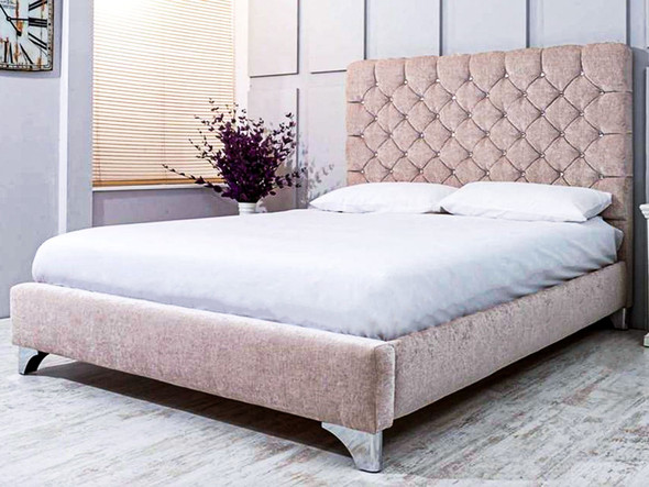 Discover the Esupasaver Chelsea Upholstered Bed Frame, featuring a deep buttoned headboard, low footboard, and options for chrome or wooden feet Discover the Esupasaver Chelsea Upholstered Bed Frame, featuring a deep buttoned headboard, low footboard, and options for chrome or wooden feet