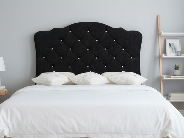 Elevate your bedroom decor with the Esupasaver Bourges Wall Mount Headboard Panel. Its curved shape and deep buttoned accents add elegance and comfort
