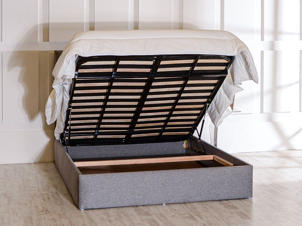 Lily gas lift ottoman bed shown in Tweed Grey Fabric Lily gas lift ottoman bed shown in Tweed Grey Fabric