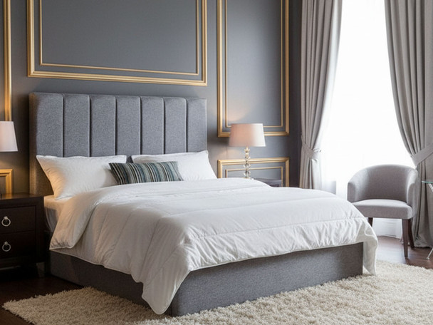 Discover the Esupasaver Lily Ottoman Bed, featuring sharp accent lines, a low footboard, and ample storage for a stylish and functional bedroom solution