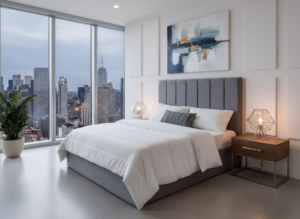 Discover the Esupasaver Lily Ottoman Bed, featuring sharp accent lines, a low footboard, and ample storage for a stylish and functional bedroom solution