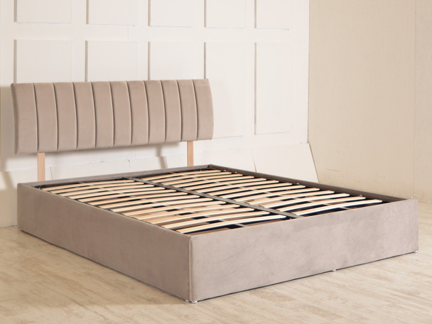 Austin ottoman bed base silver smooth velvet