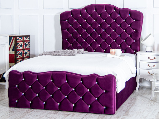 Discover the Esupasaver Rochelle Gas Lift Ottoman Bed Frame, featuring deep buttoned detailing and a stylish curved headboard for ultimate comfort and storage.
