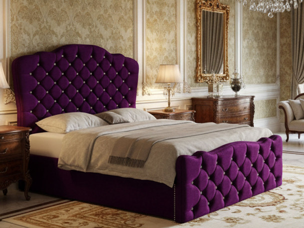 Discover the Esupasaver Rochelle Gas Lift Ottoman Bed Frame, featuring deep buttoned detailing and a stylish curved headboard for ultimate comfort and storage.