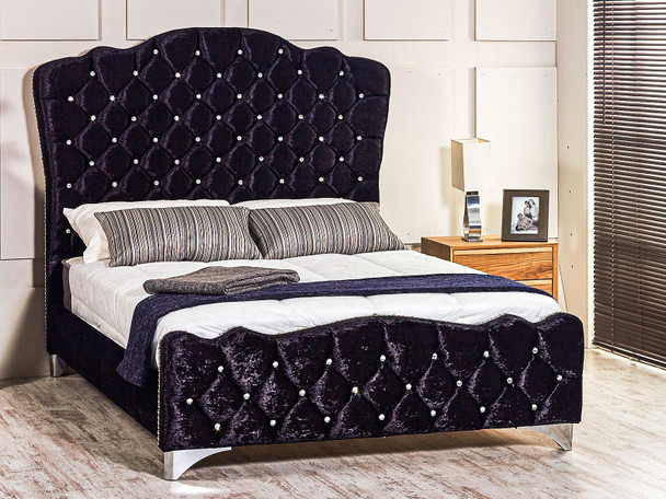 Experience elegance with the Esupasaver Victoria upholstered bed frame, designed with a stylish curved headboard and a matching footboard for a cohesive look.