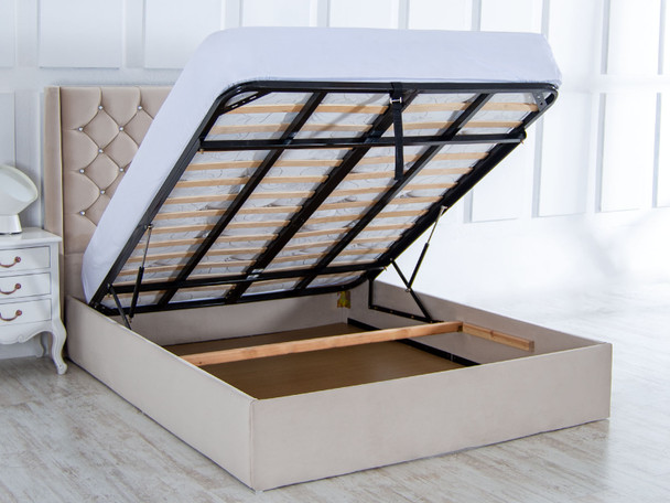 Elevate your bedroom with the Esupasaver Marseille Ottoman Storage Bed Frame. Its chic tufted buttoning and wing design offer both style and practical storage solutions. Elevate your bedroom with the Esupasaver Marseille Ottoman Storage Bed Frame. Its chic tufted buttoning and wing design offer both style and practical storage solutions.