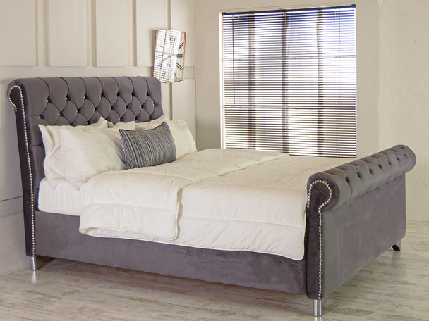Discover the Esupasaver Chloe Ottoman Sleigh Storage Bed Frame, featuring a stylish scrolled headboard and footboard, perfect for adding elegance to your bedroom. Discover the Esupasaver Chloe Ottoman Sleigh Storage Bed Frame, featuring a stylish scrolled headboard and footboard, perfect for adding elegance to your bedroom.