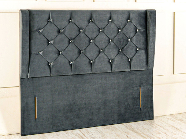 Elevate your bedroom with the Esupasaver Esrum Full Floor Standing Bed Headboard. Featuring a stylish curved wing design and elegant buttoned detail for a chic look