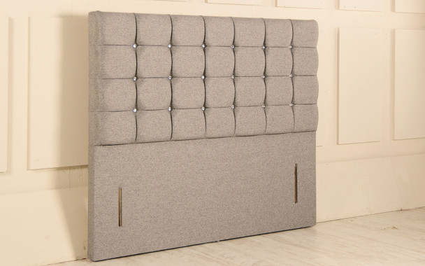 Nebraska Chesterfield Design Upholstered Floor Standing Headboard Grey Tweed 