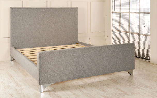 Traso Upholstered Bed Grey Tweed Fabric
