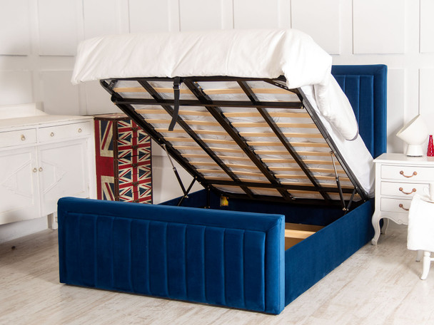 Discover the Esupasaver Isla Gas Lift Ottoman Storage Bed Frame, featuring a stylish high footboard and elegant accent lines for a chic bedroom upgrade.