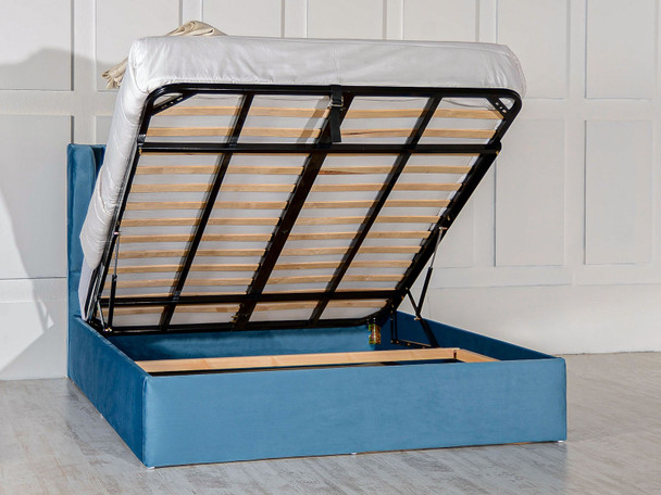 Holly Ottoman Wing bed Coral Blue Smooth Velvet Holly Ottoman Wing bed Coral Blue Smooth Velvet