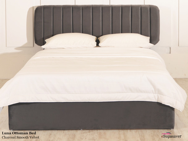 Luna Ottoman bed Charcoal Smooth Velvet