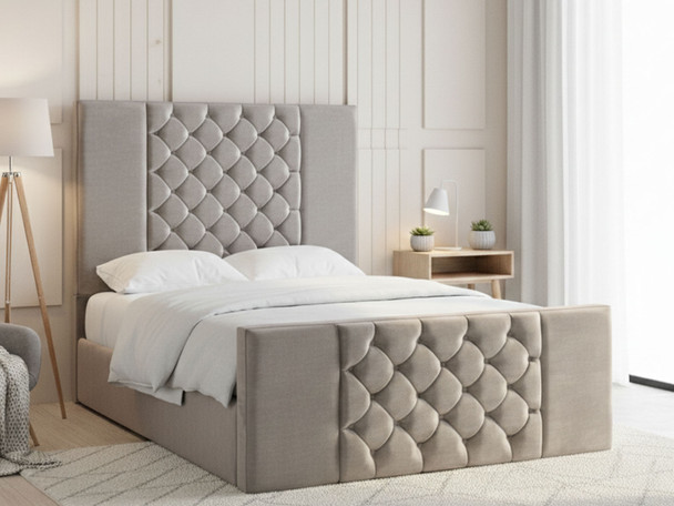 Discover the Esupasaver Zuri Ottoman Storage Bed, featuring deep buttoned panels and a stylish high footboard. Perfect for adding elegance and storage to your space!
