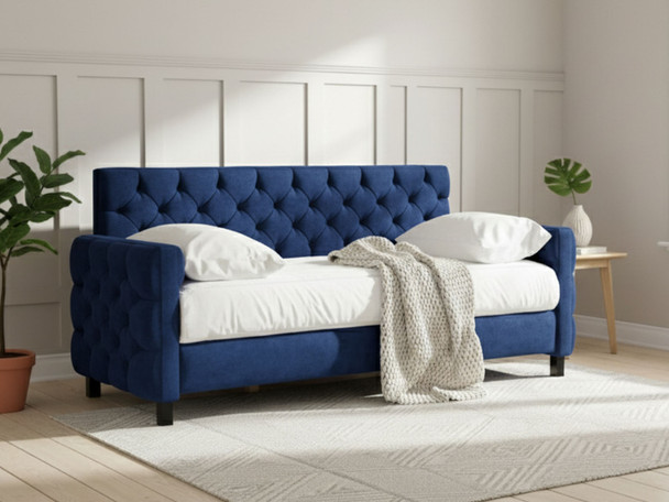 Esupasaver Isabella Upholstered Fabric Daybed, perfect for sitting, sleeping, and lounging. Featuring tufted button detail Esupasaver Isabella Upholstered Fabric Daybed, perfect for sitting, sleeping, and lounging. Featuring tufted button detail