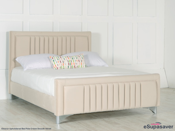 Eleanor Upholstered Bed Frame Pale Cream Smooth Velvet