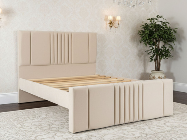 Discover the Esupasaver Eve Upholstered Bed Frame, featuring elegant design and ample storage space underneath for a clutter-free bedroom