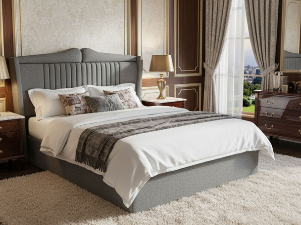 Esupasaver Beautiful Antonella Upholstered Ottoman Wing Bed Frame, featuring exquisite French design influences