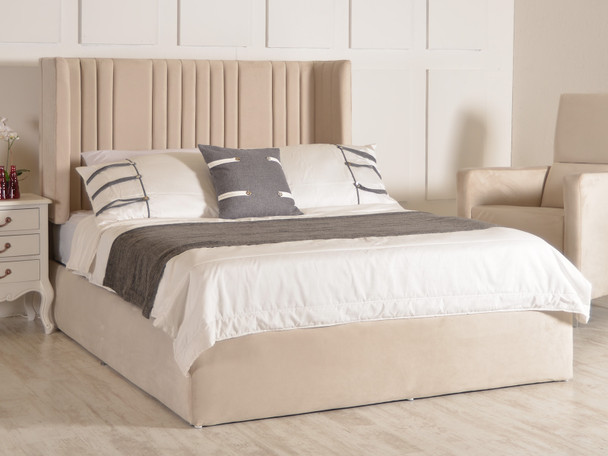  Discover the Esupasaver Estrella Gas Lift Ottoman Bed Frame, featuring chic accent lines and a low footboard for a stylish and functional bedroom upgrade.