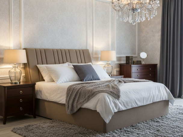 Discover the Esupasaver Autumn Ottoman Wing Bed Frame, featuring a stylish curved back headboard and elegant accent lines for a sophisticated bedroom upgrade.