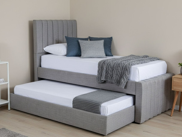 Danica Upholstered Bed Frame With Pull Out Trundle Guest Bed Available in Smooth Velvet, Crush Velvet, Chenille, Linen, Faux Suede & Tweed Fabrics