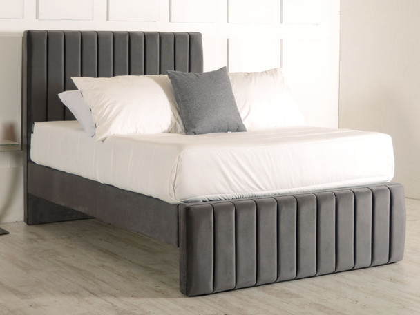 Avery upholstered bed frame charcoal smooth velvet