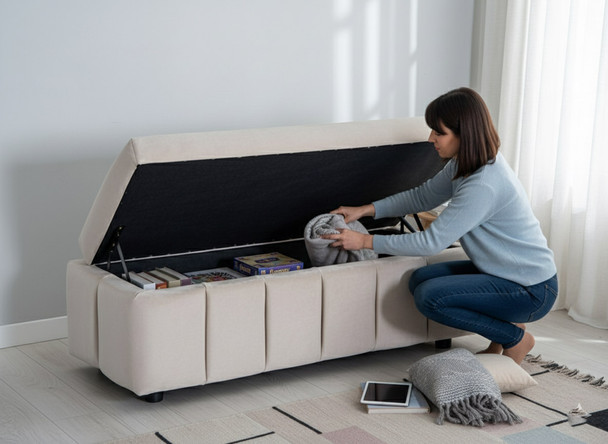 The Esupasaver Valentina Upholstered Ottoman Storage Bench combines style and practicality, providing a chic storage solution and comfortable seating for your home. The Esupasaver Valentina Upholstered Ottoman Storage Bench combines style and practicality, providing a chic storage solution and comfortable seating for your home.