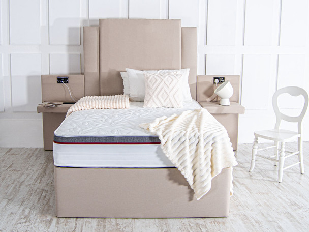  Discover the Esupasaver Beautiful Matilda Deep Storage Ottoman Bed Frame, featuring built-in bedside tables and USB sockets for ultimate convenience and style
