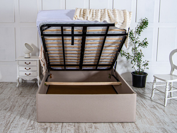 Discover the Esupasaver Beautiful Noelle Deep Storage Ottoman Bed Frame, featuring a chic headboard with stylish borders and accent lines for a modern touch. Discover the Esupasaver Beautiful Noelle Deep Storage Ottoman Bed Frame, featuring a chic headboard with stylish borders and accent lines for a modern touch.
