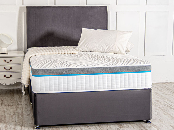 Esupasaver Complete Set Divan Bed Base,Esupasaver Aurelio Memory Foam 2000 Pocket Sprung Mattress & Headboard
