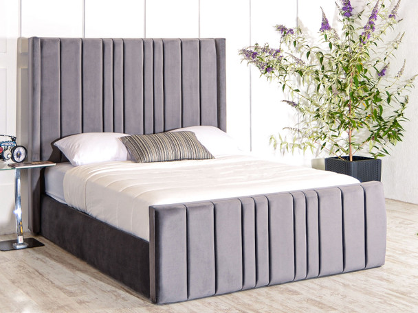 Discover the Esupasaver Beautiful Coralie Ottoman Storage Wing Bed Frame, combining elegance and functionality for your bedroom. Maximize space with style.