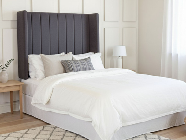 Elevate your bedroom decor with the Esupasaver Emma Wall Mount Headboard. Its elegant wing design and accent lines add a touch of sophistication to any space.