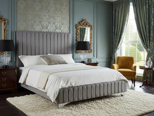 Discover the Esupasaver Lotus Bed Frame, featuring elegant accent lines and a high footboard. Enjoy sturdy support with solid wooden slats for lasting comfort