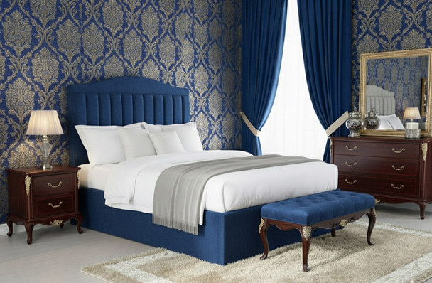 Discover the Esupasaver Sarita Ottoman Storage Bed Frame, featuring a stylish curved headboard, elegant fluted accents, and a practical low footboard for modern living.