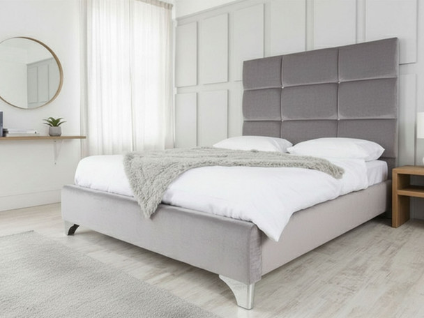 Discover the Esupasaver Henley Upholstered Bed Frame, featuring a stylish accent lines headboard, low footboard, and options for chrome or wooden feet Discover the Esupasaver Henley Upholstered Bed Frame, featuring a stylish accent lines headboard, low footboard, and options for chrome or wooden feet