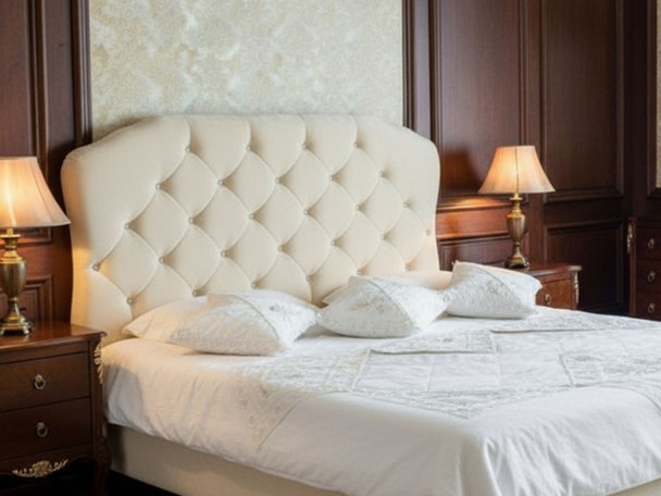 Discover the Esupasaver Emily Bed Headboard, featuring elegant curved accents and deep buttoning, supported by sturdy wooden struts for lasting style and comfort. Discover the Esupasaver Emily Bed Headboard, featuring elegant curved accents and deep buttoning, supported by sturdy wooden struts for lasting style and comfort.