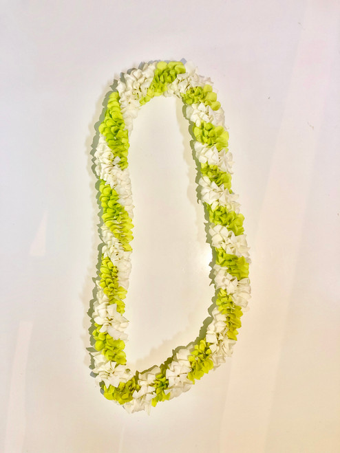 Spiral Orchid Lei: Green & White