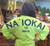 Adult "Na `Iokai" (Seahawks in Hawaiian) Long-Sleeved Football Jersey-Lime Print on Deep Indigo