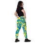 N.A.T.M AquaGreenYel Crossover leggings with pockets