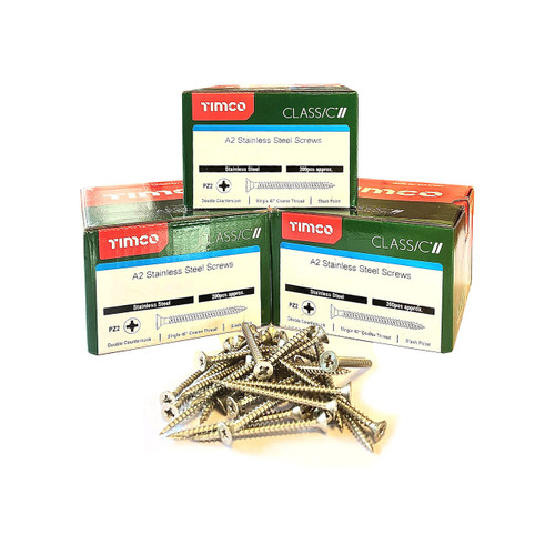 Timco Classic Screws - 200 No. A2 Stainless Steel - PZ2 - 4.0 x 70mm