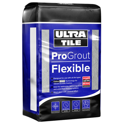 Ultra Tile Pro Grout Flexible - Walls & Floors - 1 to 20mm - SILVER GREY - 10 Kg