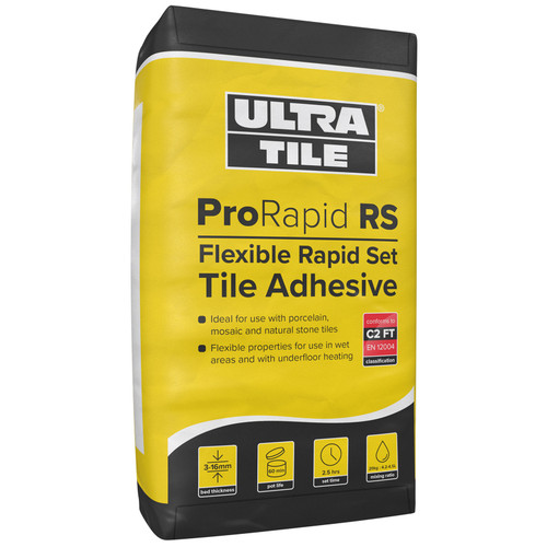 Ultra Tile Pro RS RAPID Set Flexible Tile Adhesive - C2FT - 20kg GREY