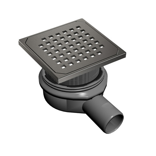 AquaFix Square High Flow Shower Waste - Designer Grid - Matt Anthracite