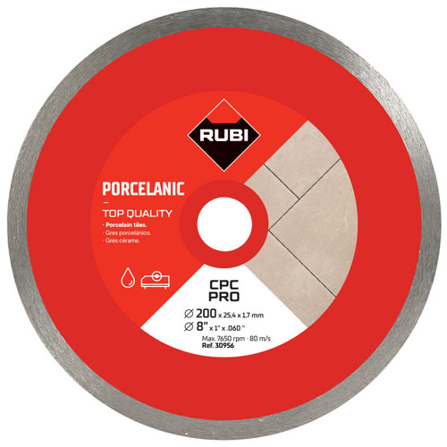 Rubi Porcelain Tile Diamond Rim Machine Blade CPC Pro - 200mm - 30956 Rubi Porcelain Tile Diamond Rim Machine Blade CPC Pro - 200mm - 30956