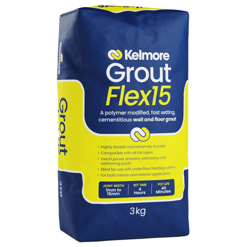 Kelmore Flex15 Grout Flexible Grout for Walls & Floors - 3kg – Alpine White