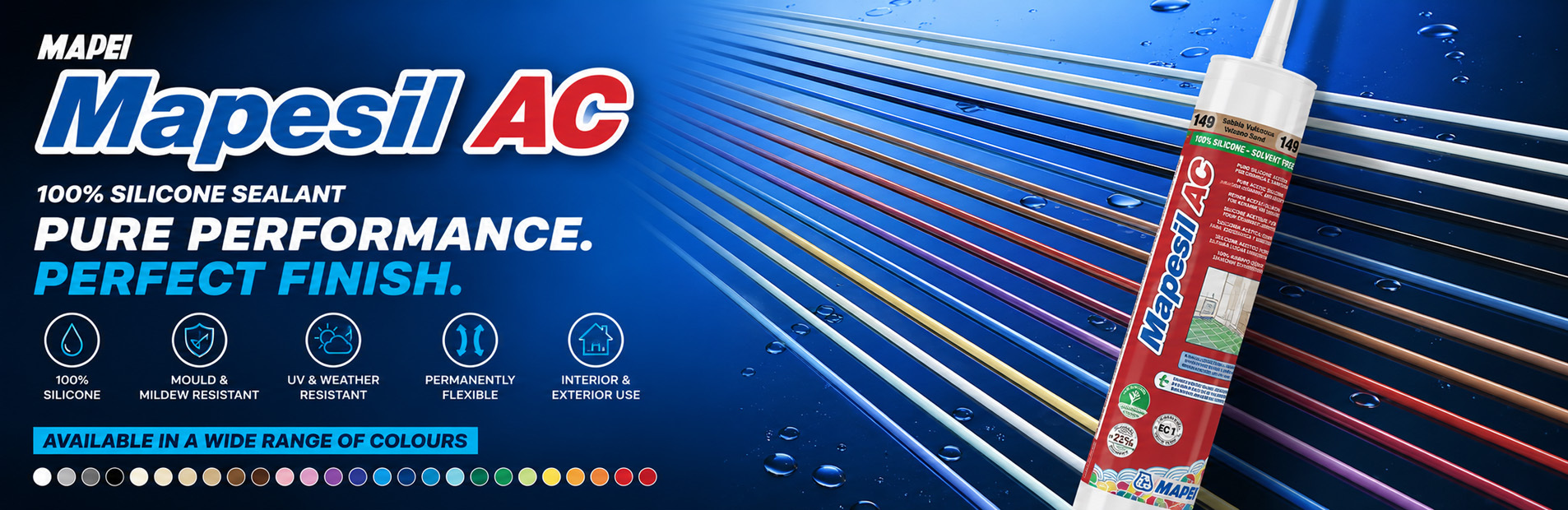 an advert for Mapei Mapesil Silicone Sealant