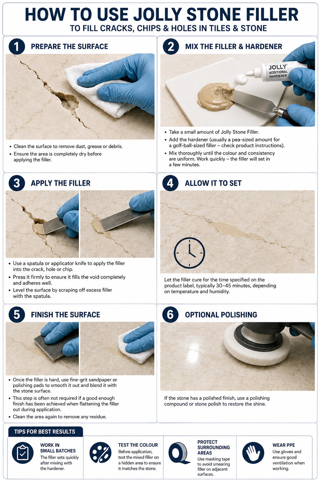 How to use Jolly stone glue and filler