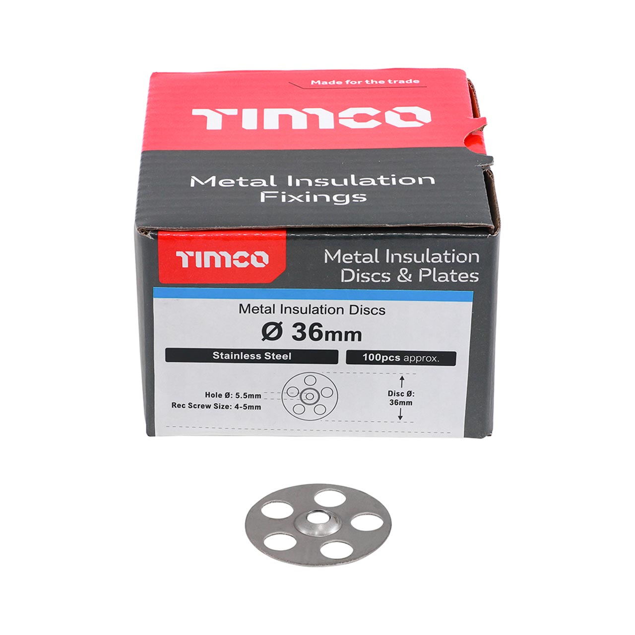 Timco Metal Insulation Discs / Washers - Stainless Steel 36mm
