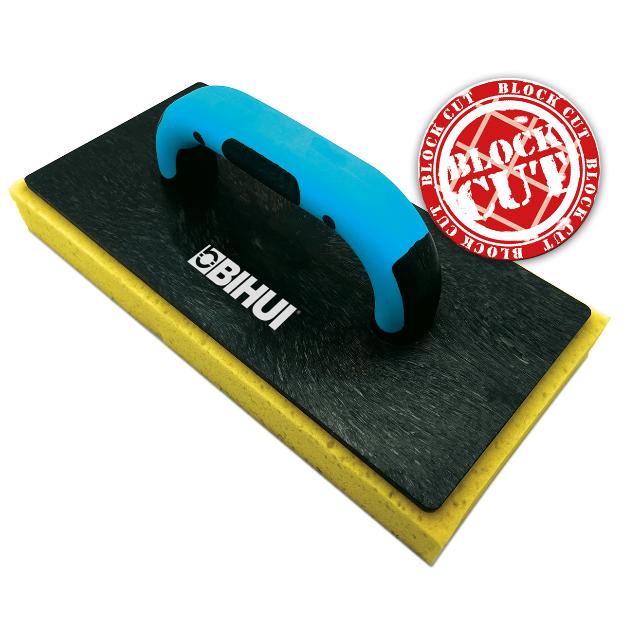 Bihui Grout Float with Block Cut Hydro Sponge and Handle - 280 x 140mm - BU-CFHSS11